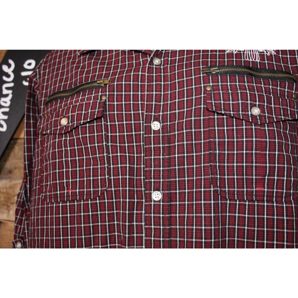 SALE-Point Zero men's cotton long sleeve button up plaid shirt size large - Picture 4 of 13